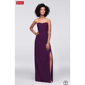 David’s Bridal Long Lace and Mesh Strapless dress